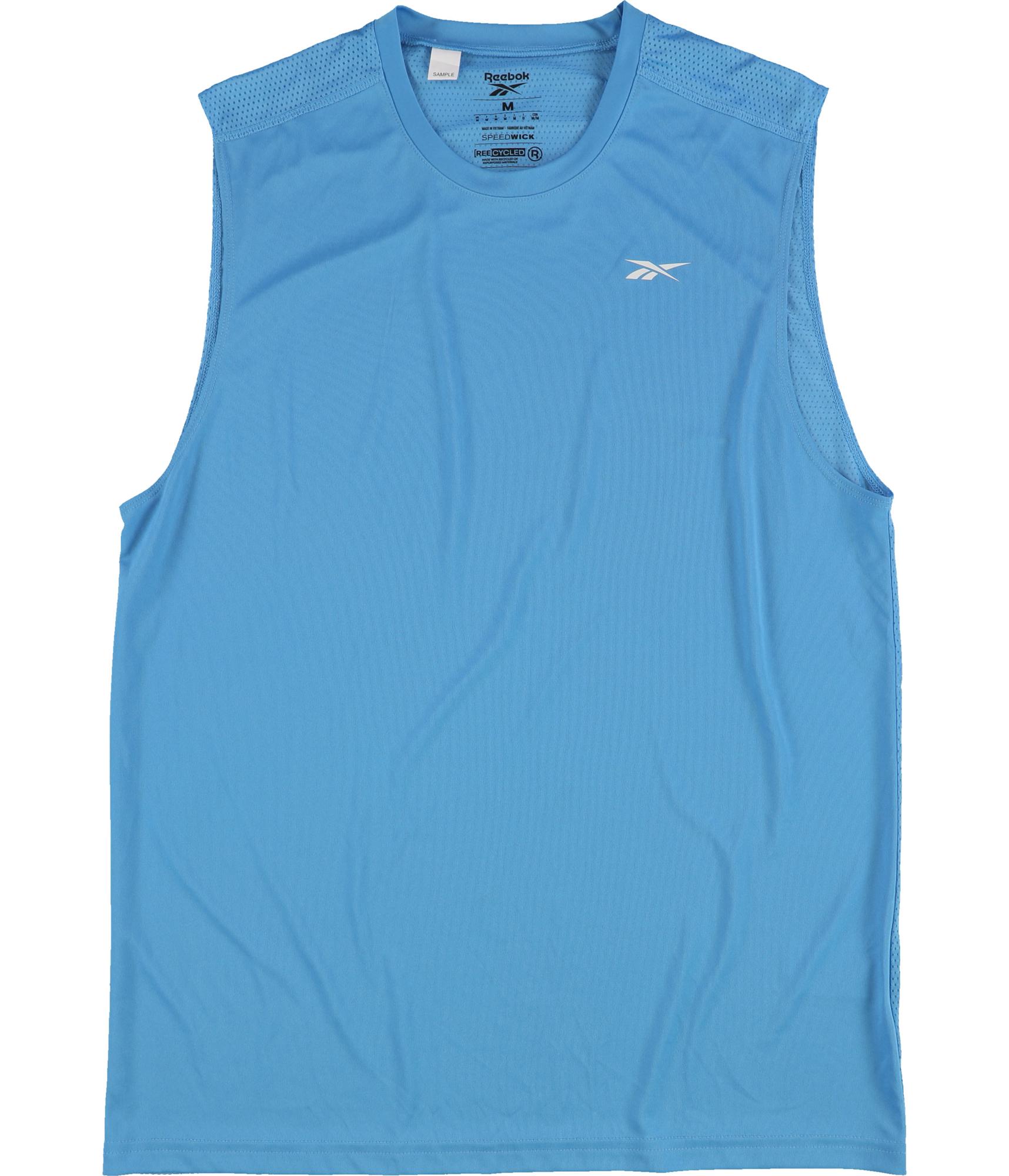 Reebok Mens Workout Ready Sleeveless Tech Basic T-Shirt, Blue, Medium
