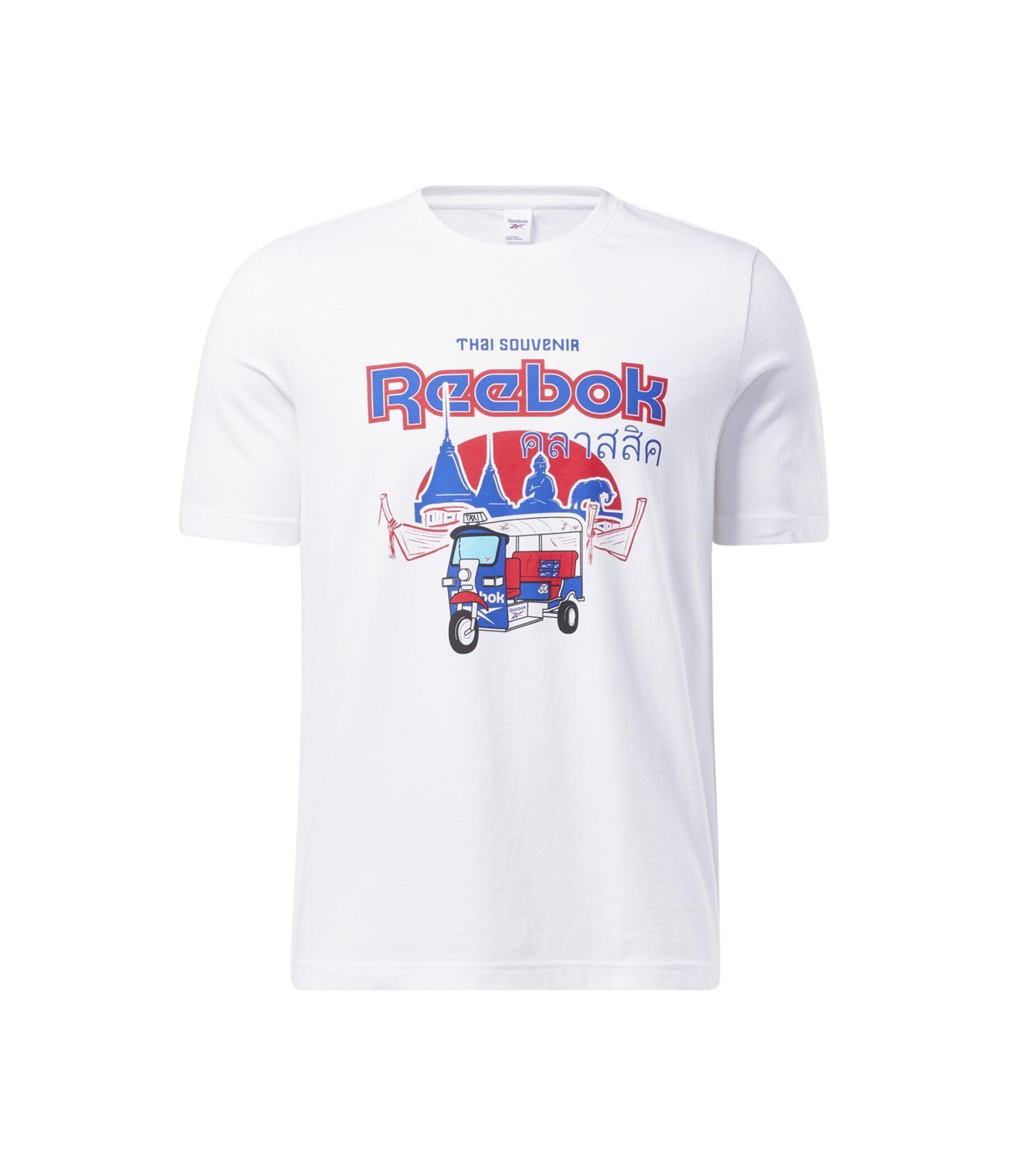 Reebok Mens Classic Thai Souvenir Graphic T-Shirt, White, Medium