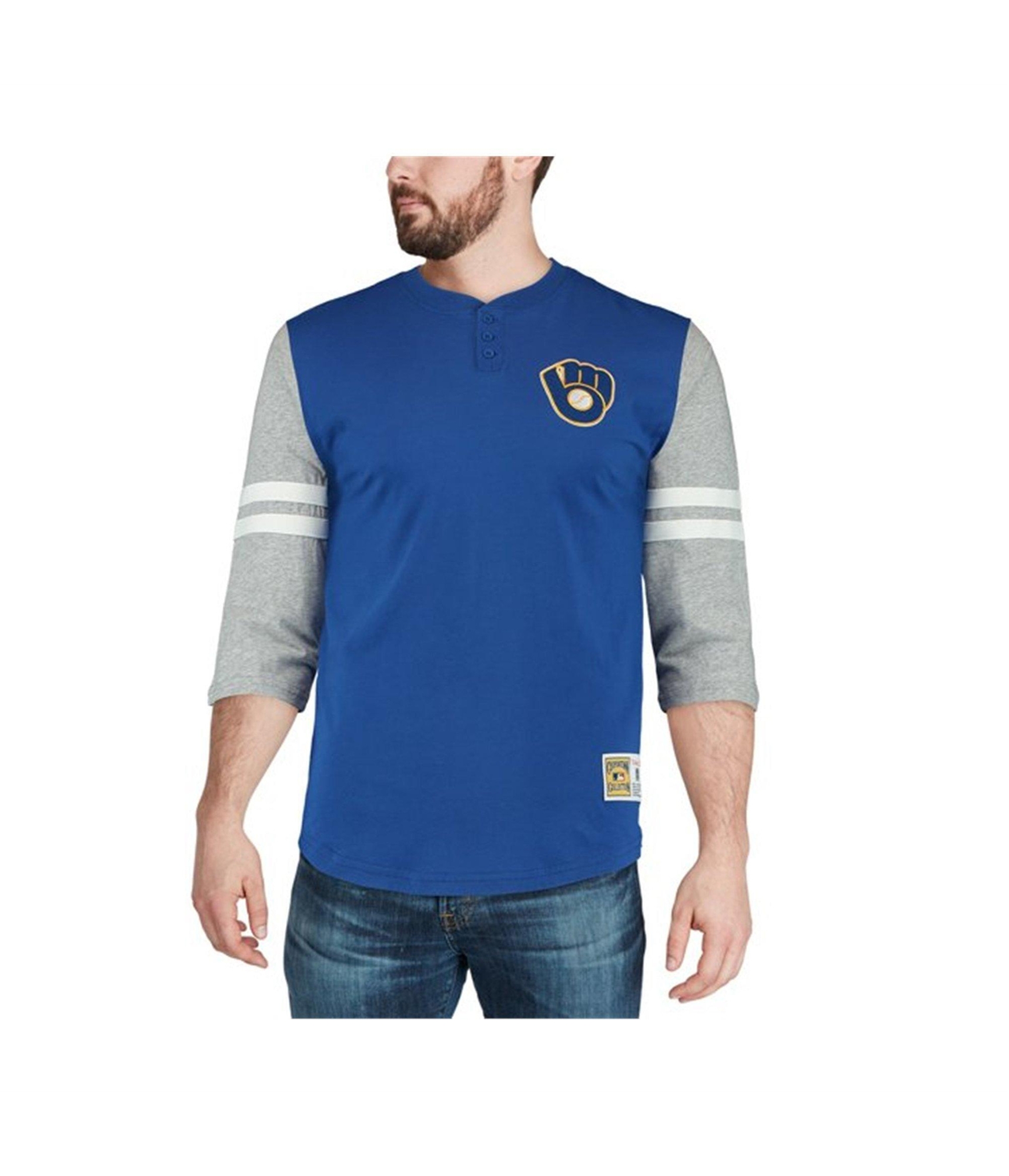Mitchell & Ness Mens Milwaukee Brewers Henley Shirt