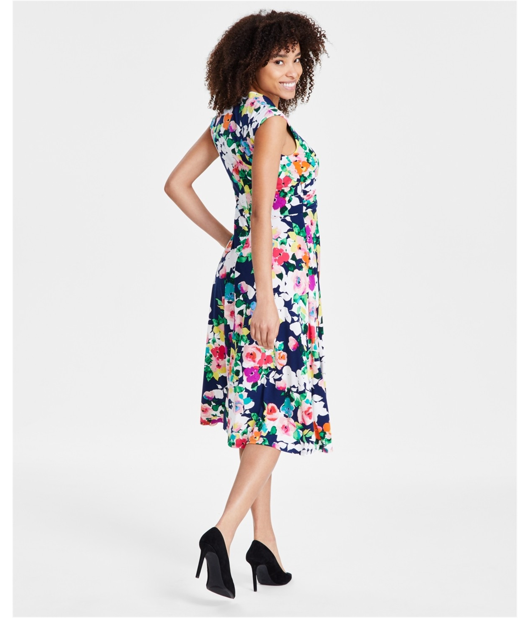 jessica howard a line dress Jessica Howard Women's 3/4 Sleeve V-Neck Satin A-Line Dress