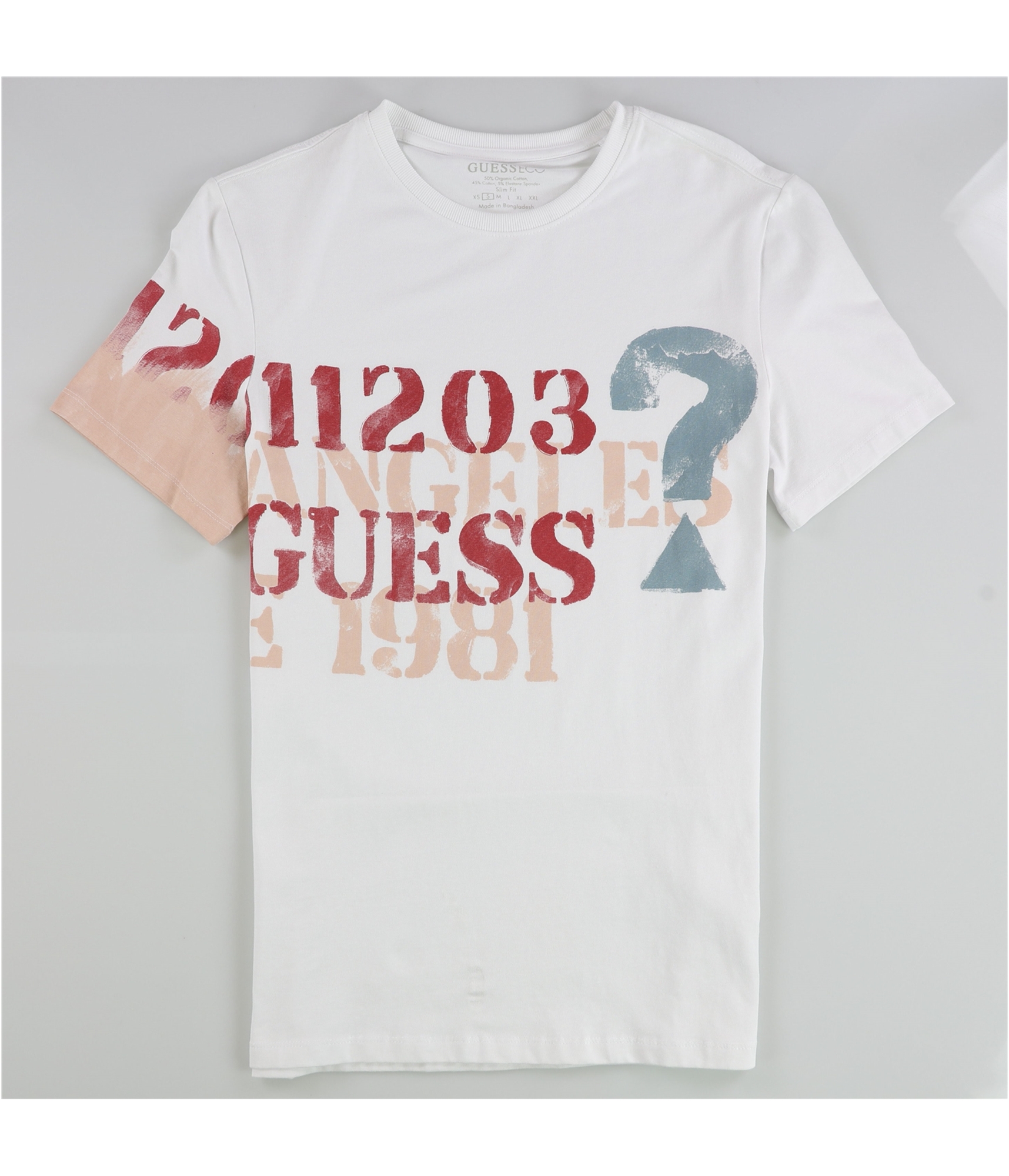 GUESS Mens 1203 Graphic T-Shirt, white, S
