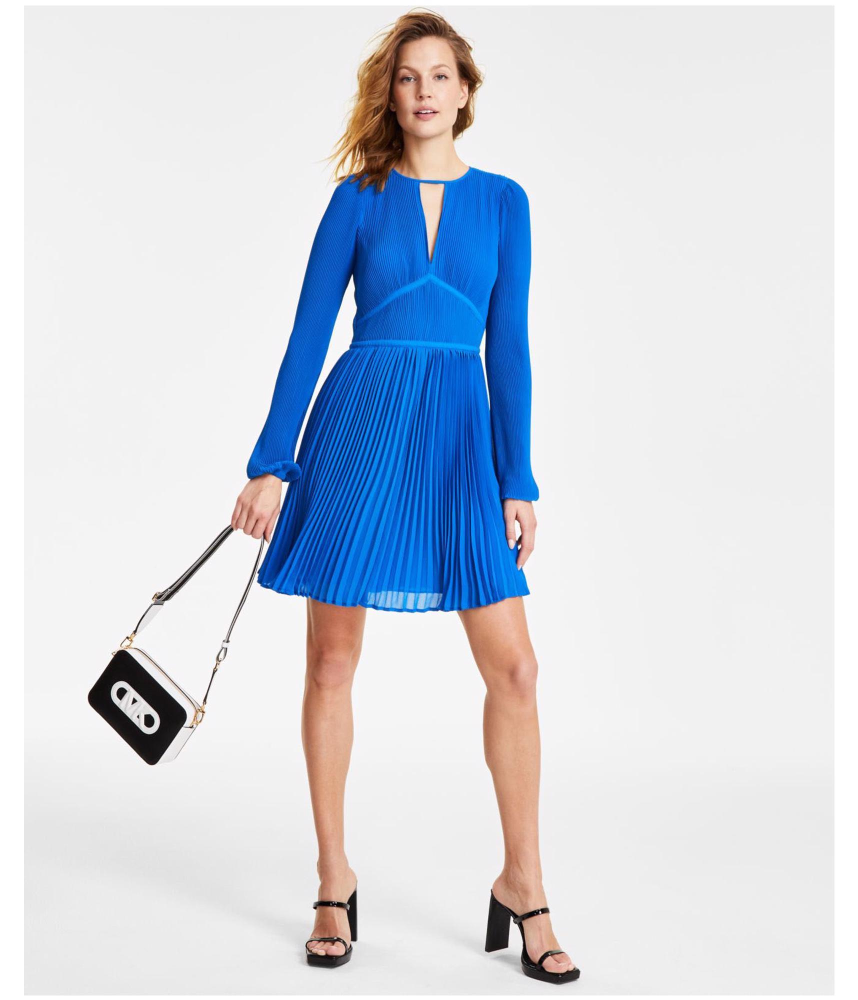 michael kors pleated mini dress Pleated Crepe Mini Dress in BLACK - Sale