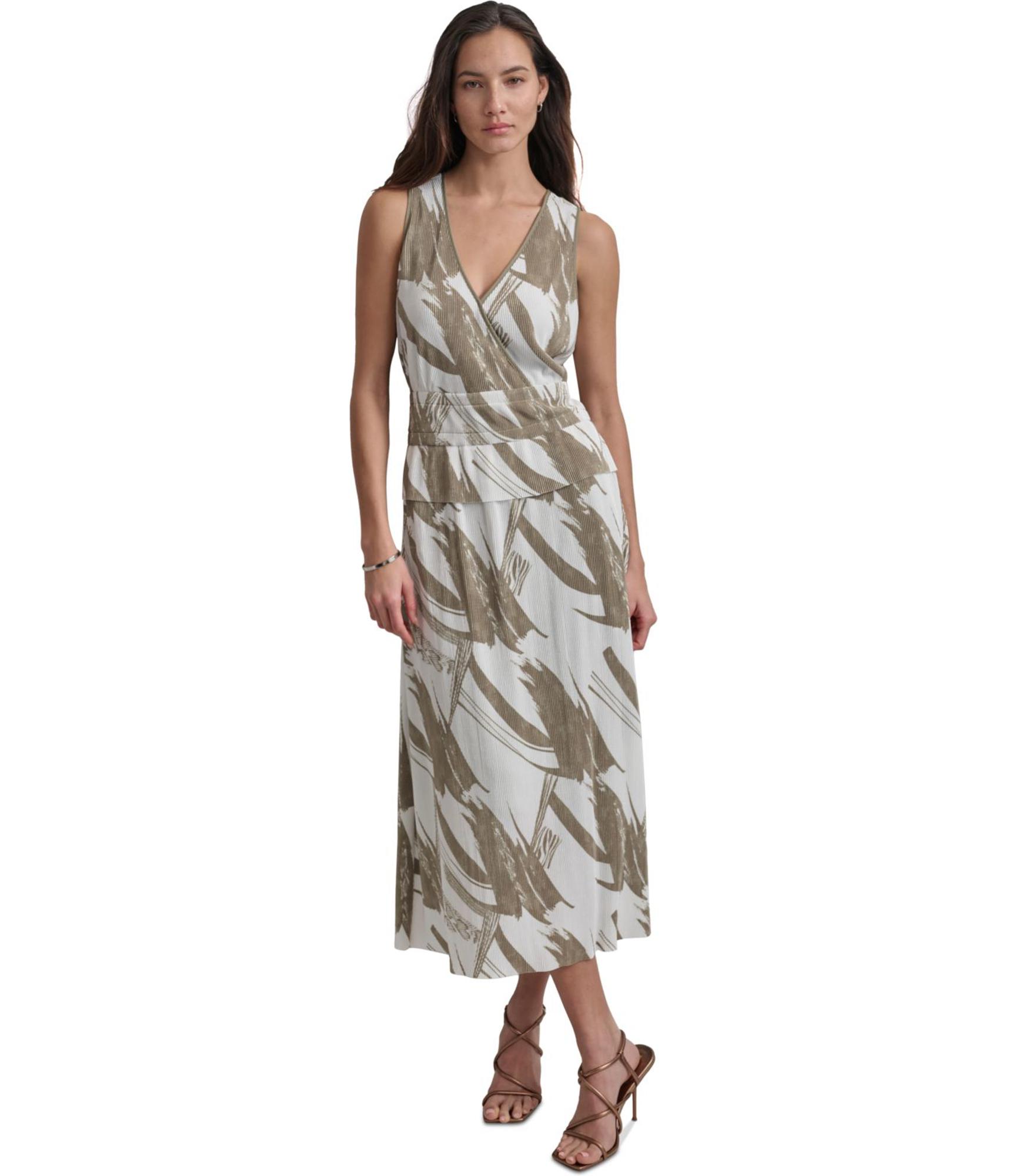 green dkny dress Women's Long Sleeve Surplice Midi Wrap easy pull Shop Floral Midi Dress on
