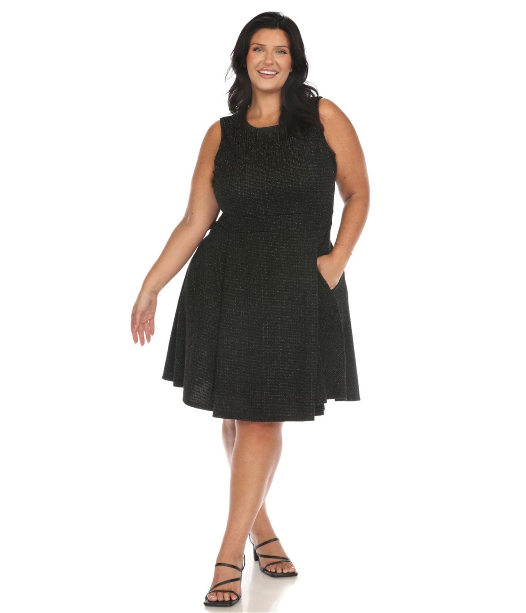 plus size black flare dress Plus Size Black Fit Flare Tank Dress Black / 1XL
