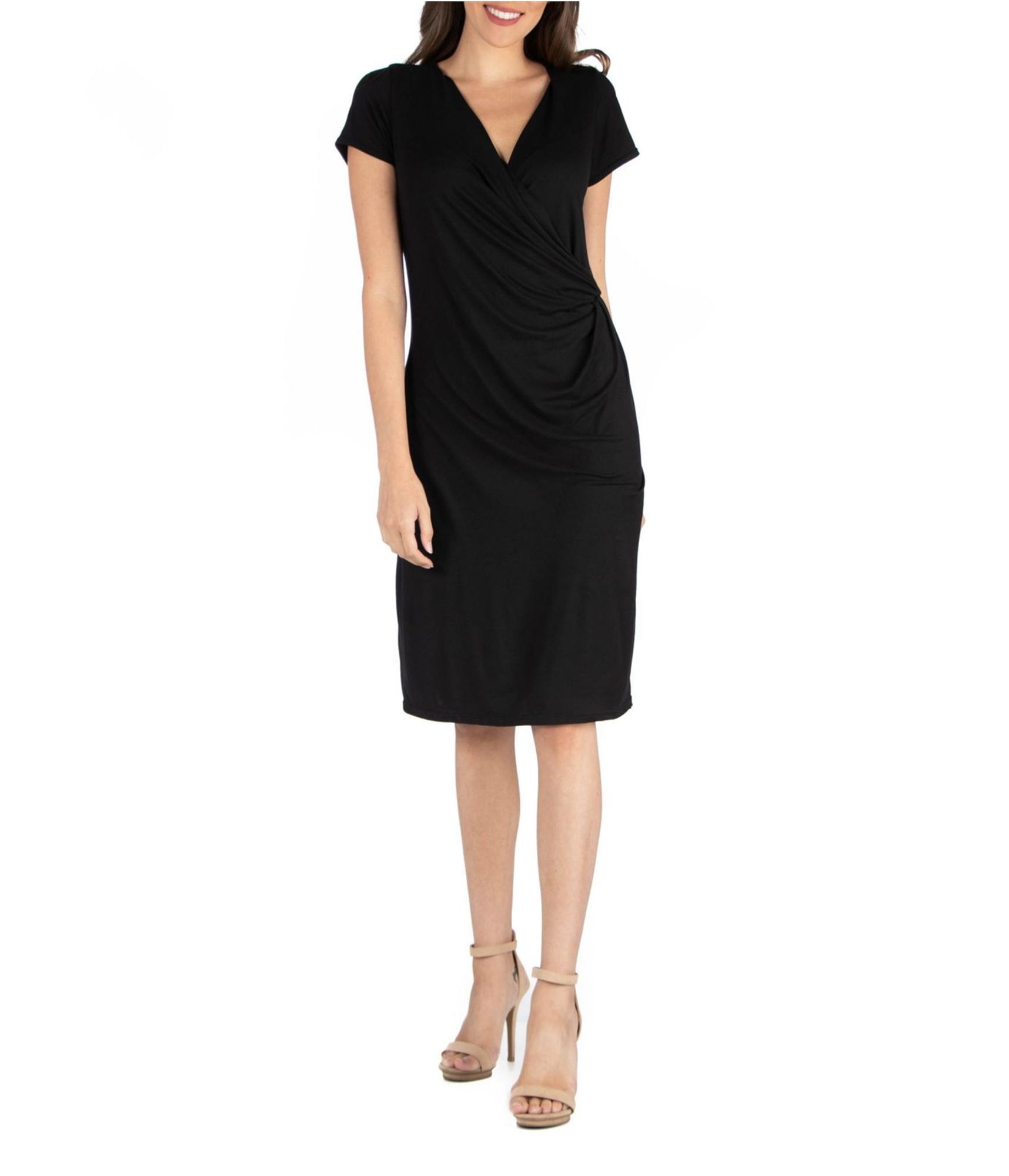 24seven Womens Faux Wrap Midi Dress