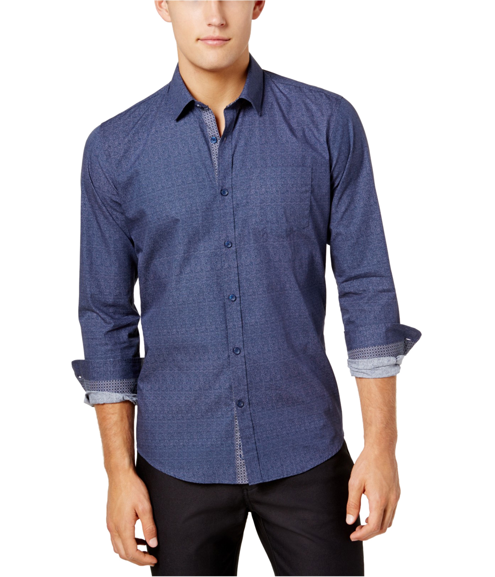 ryan seacrest dress shirts Ryan Seacrest Distinction Mens Woven Button Up Shirt, bluechambray
