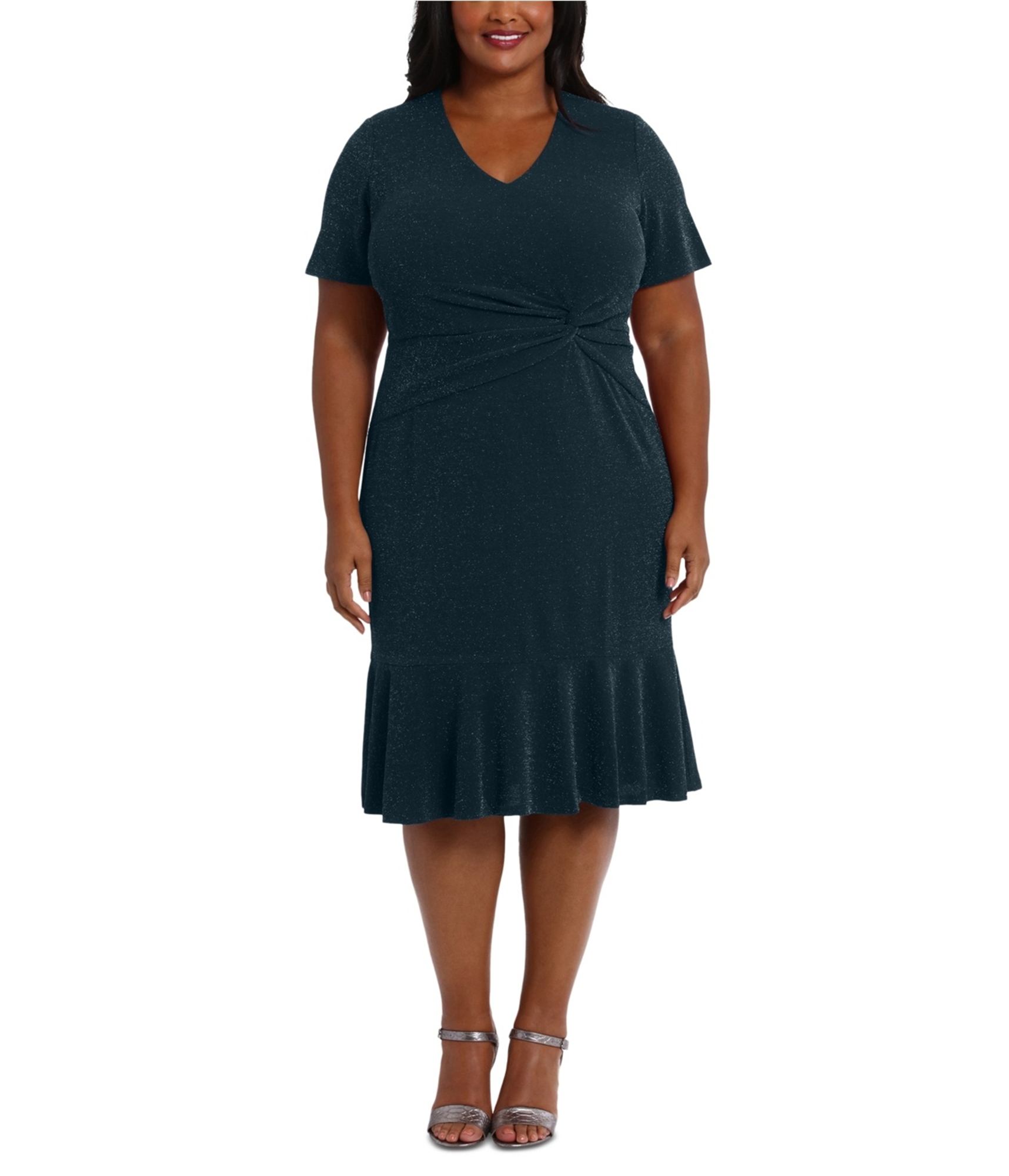 london times cocktail dresses Jewel Neck Knee-Length Crepe Cocktail Fit & Flare Dress London Times T6705M