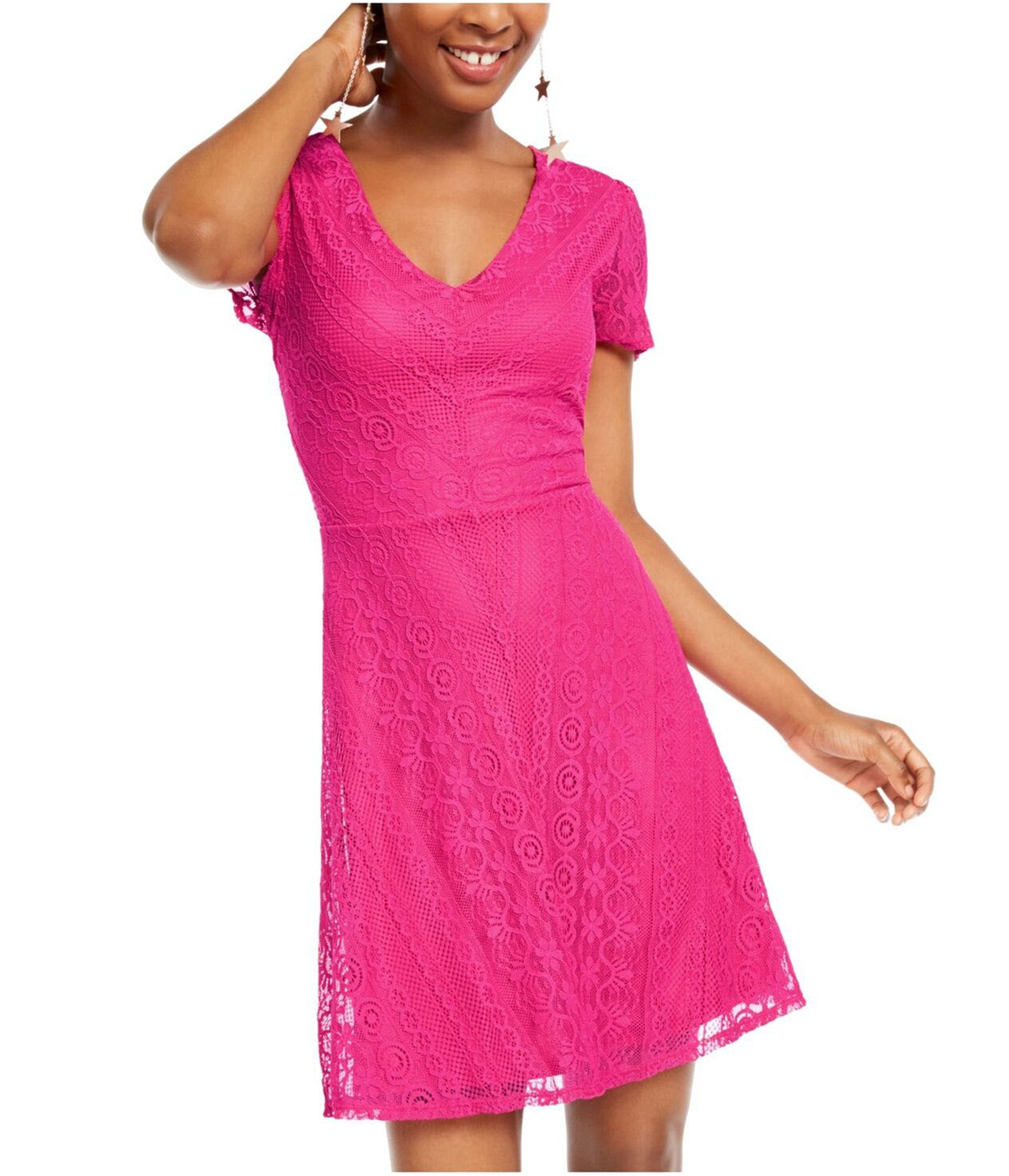 bebop lace dress BeBop Womens Lace A-line Dress, pink, Large
