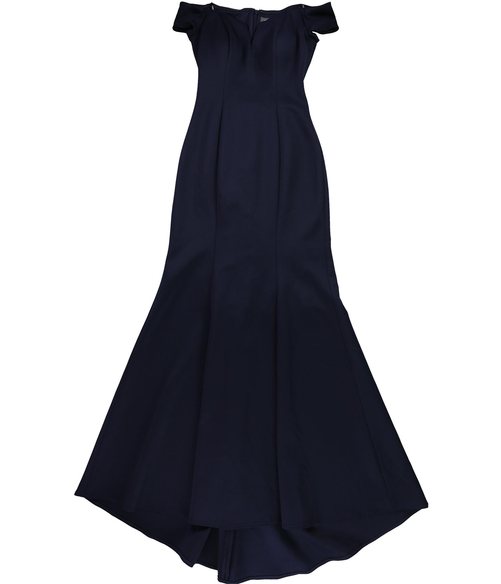 Vince Camuto Womens Off-Shoulder Evening Sheath Maxi Dress, Blue, 2