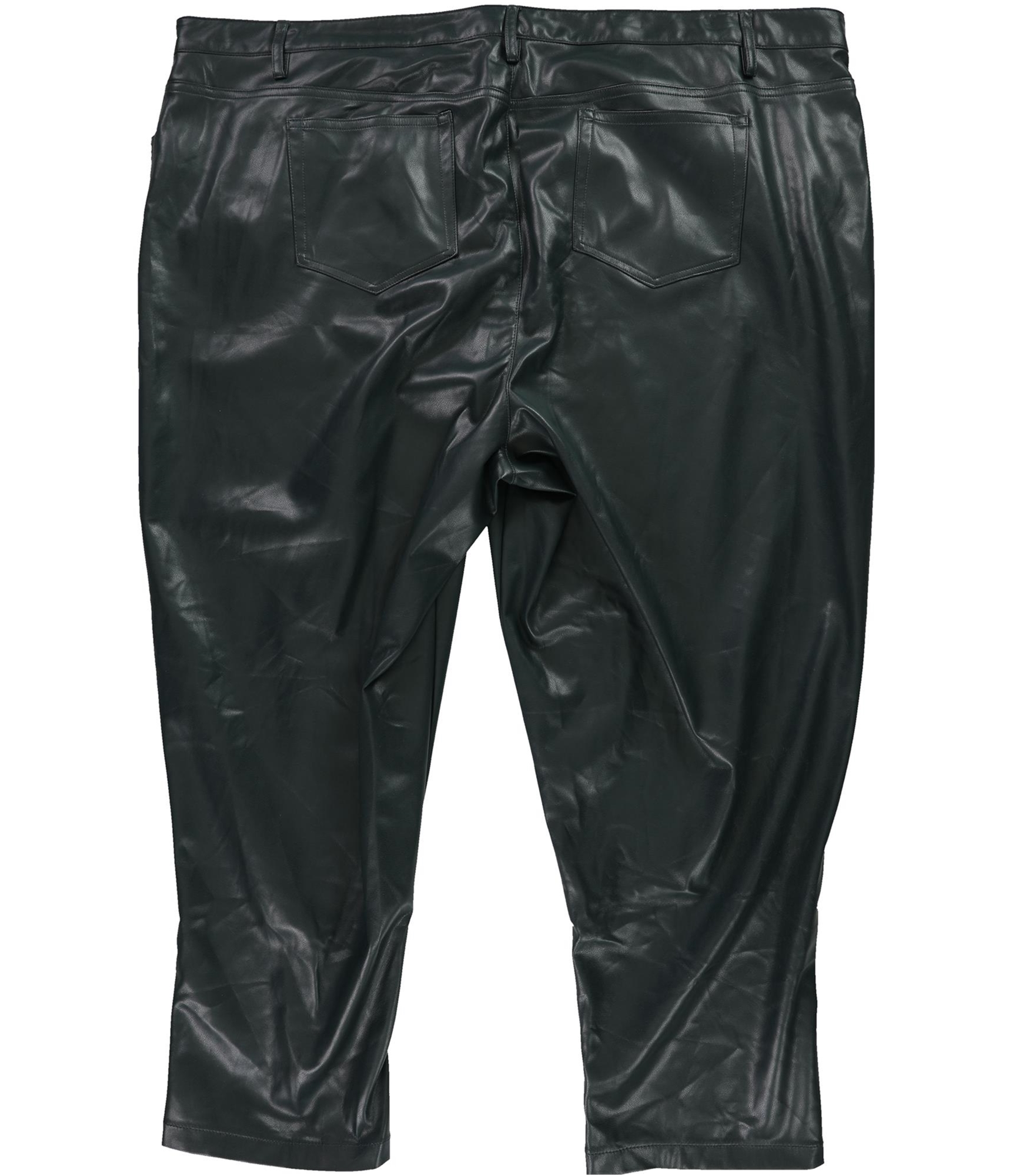 Calvin Klein Womens Faux Leather Straight Casual Trouser Pants - Picture 3 of 13