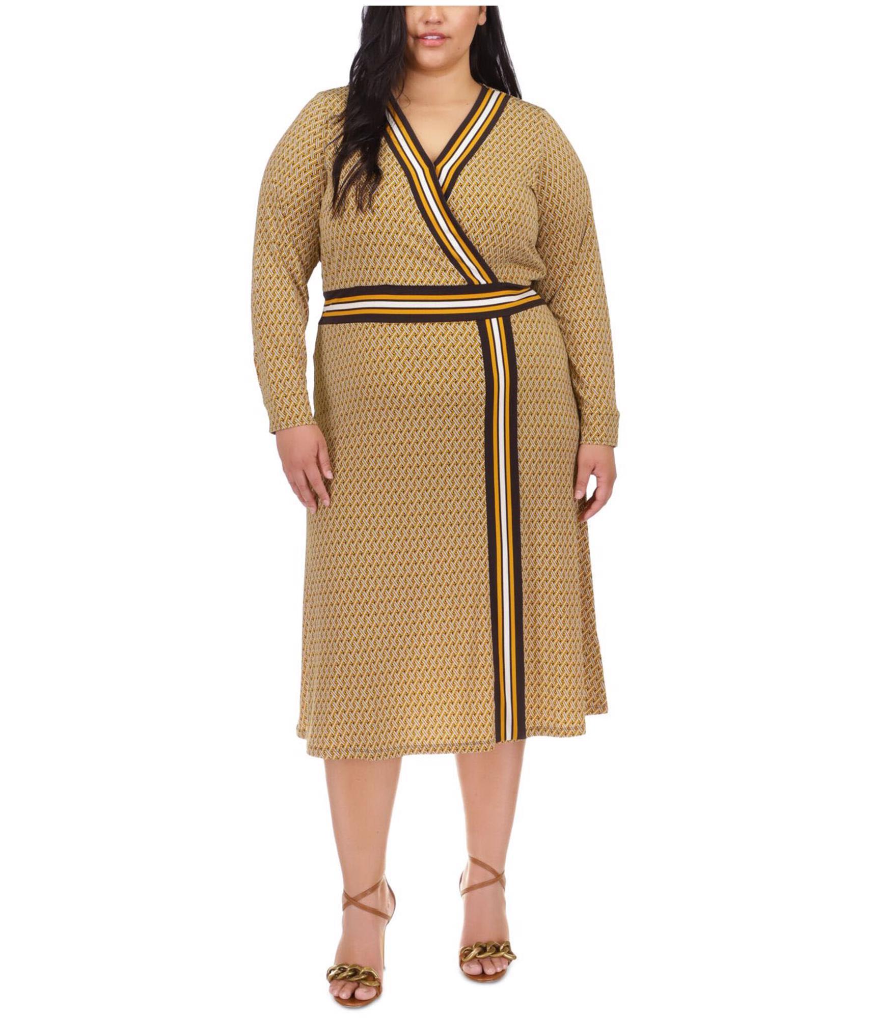 michael kors wrap dress Collection Flutter-Sleeve Wrapped Jersey Dress, Black, Women's, 6 Featuring chains at the neckline and waist Michael Kors Womens Faux Wrap